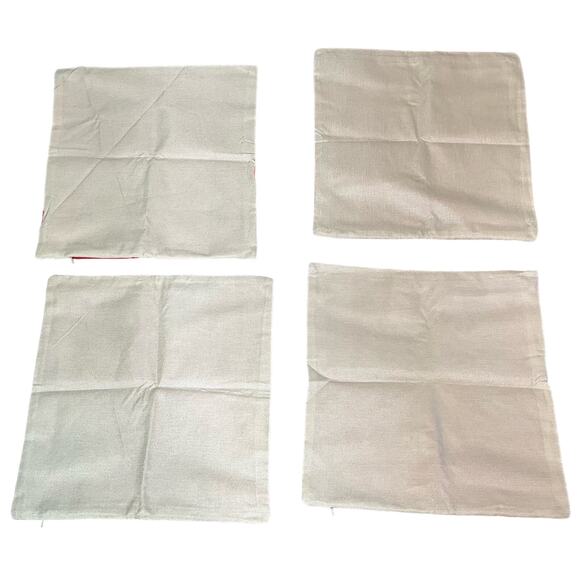 Holiday Winter Pillow Bench Pillow Covers Red Set of 4 New Cases COVER ONLY - Picture 2 of 9